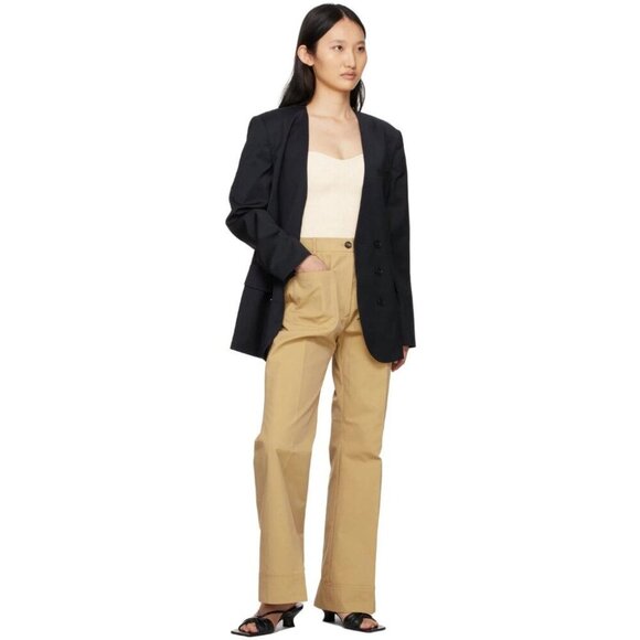 DRAE Cotton Patch Pocket Flared Trousers Size M Womens Beige $325 - Picture 4 of 14